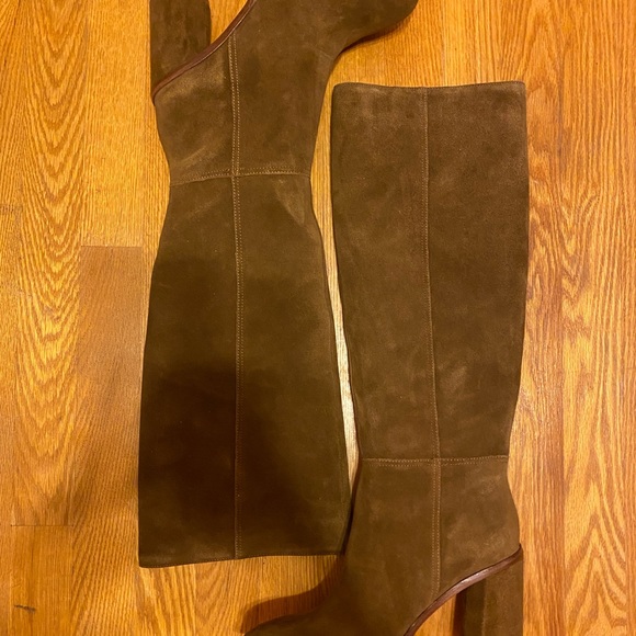 Vince Camuto DAMEERA Brown Suede Knee High Block Heel Boots Sz 8.5 - Picture 6 of 6